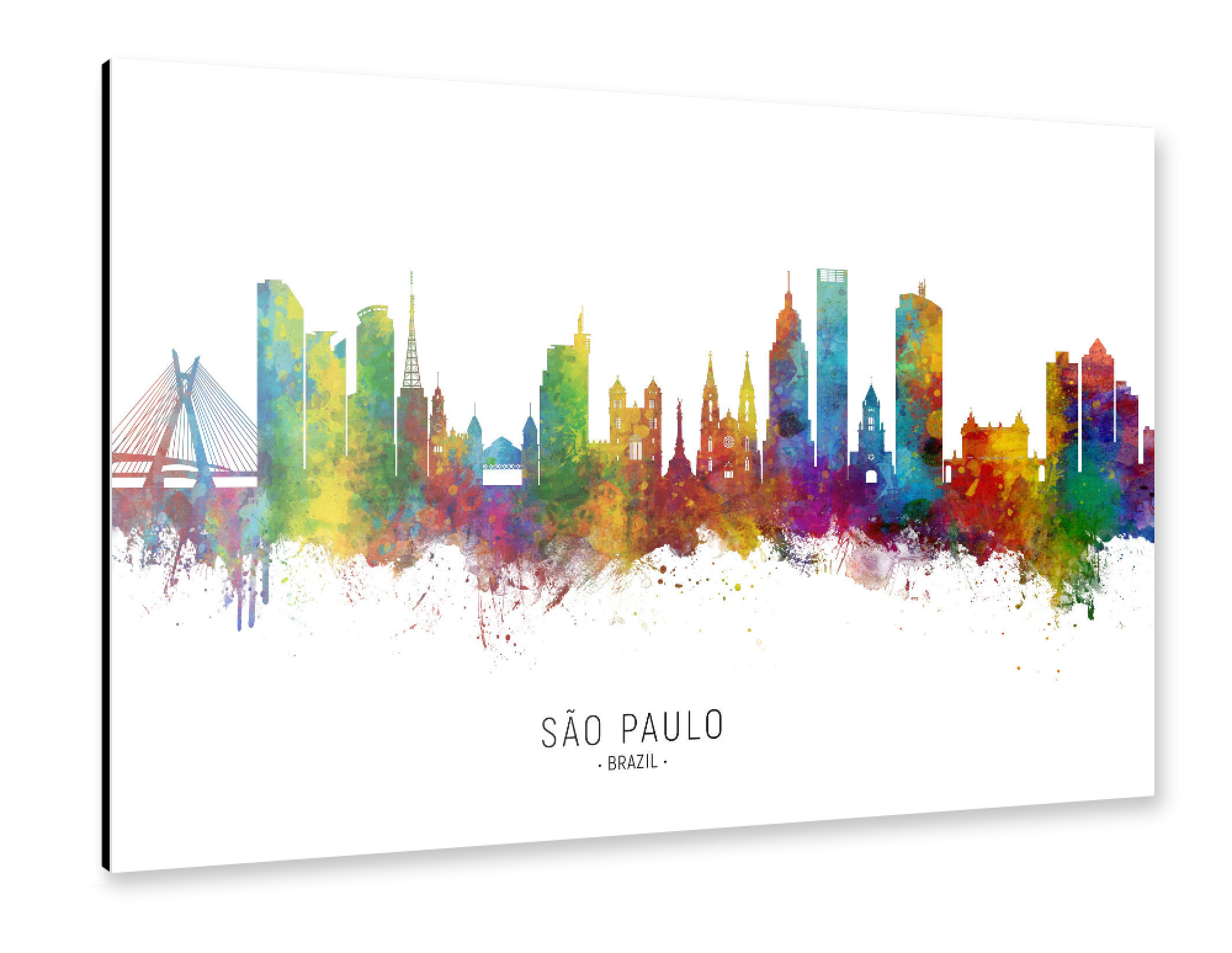 Alu-Dibond "São Paulo Skyline Brazil txt" 30x20 cm artboxONE