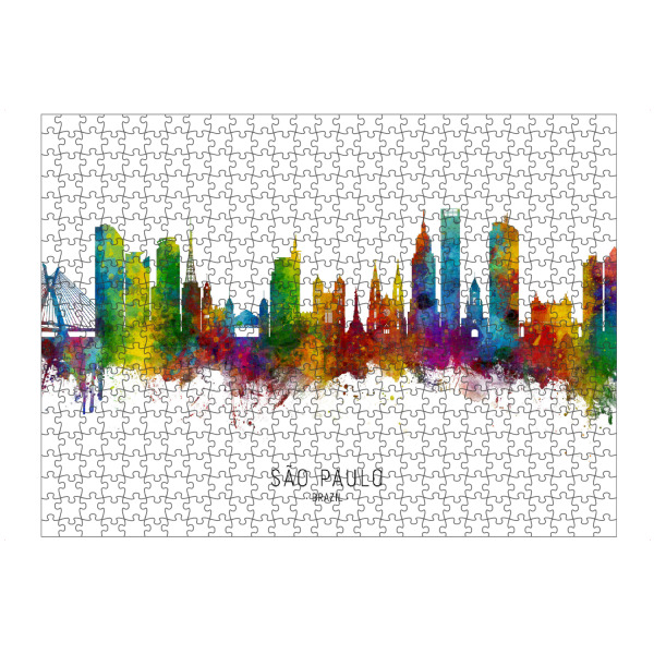 artboxONE Puzzle "São Paulo Skyline Brazil txt" artboxONE - Städte - São paulo,Brazil,Skyline,Cityscape,Stadtbild,Watercolor,Painting