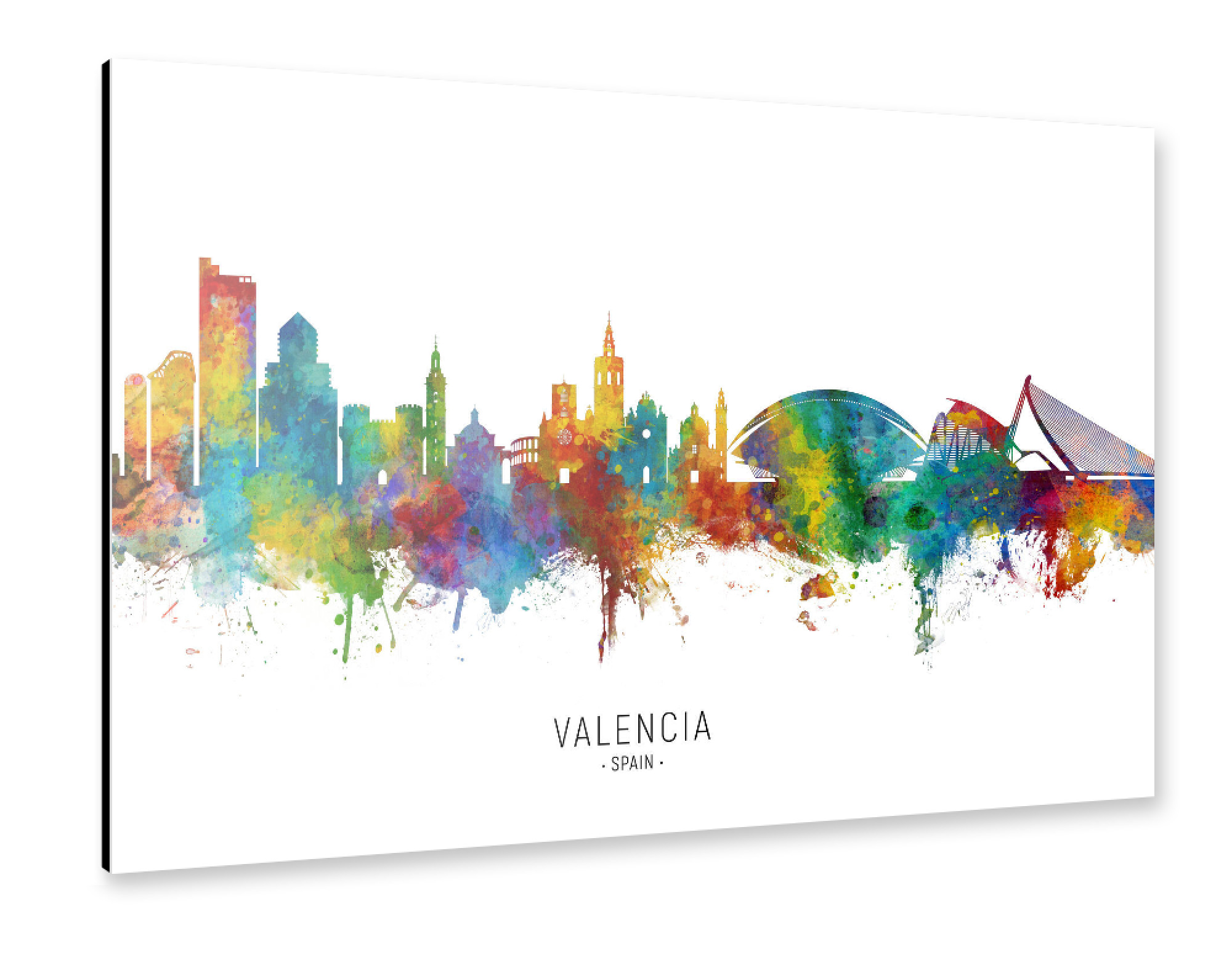 Alu-Dibond "Valencia Spain Skyline txt" 75x50 cm artboxONE
