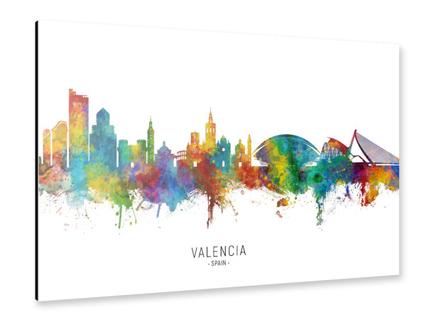 Alu-Dibond "Valencia Spain Skyline txt" 30x20 cm artboxONE