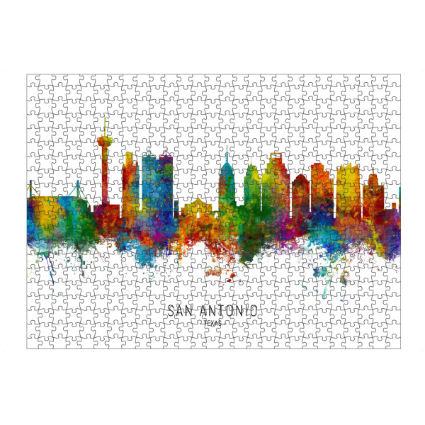 artboxONE Puzzle "San Antonio Texas Skyline txt" artboxONE - Städte - San antonio,Texas,Skyline,Cityscape,Stadtbild,Watercolor,Painting