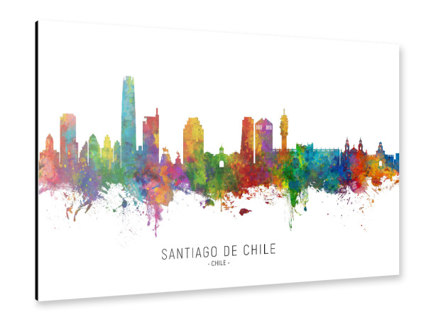 Alu-Dibond "Santiago de Chile Skyline txt" 30x20 cm artboxONE