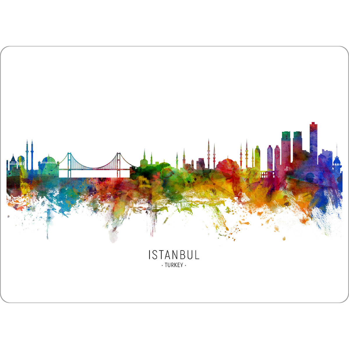Tischset "Istanbul Turkey Skyline txt" artboxONE - Städte / Istanbul - Istanbul,Turkey,Skyline,Cityscape,Stadtbild,Watercolor,Painting