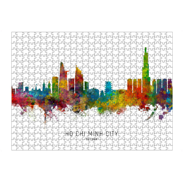 artboxONE Puzzle "Ho Chi Minh City Skyline txt" artboxONE - Städte - Ho chi minh city,Vietnam,Skyline,Cityscape,Stadtbild,Watercolor,Painting