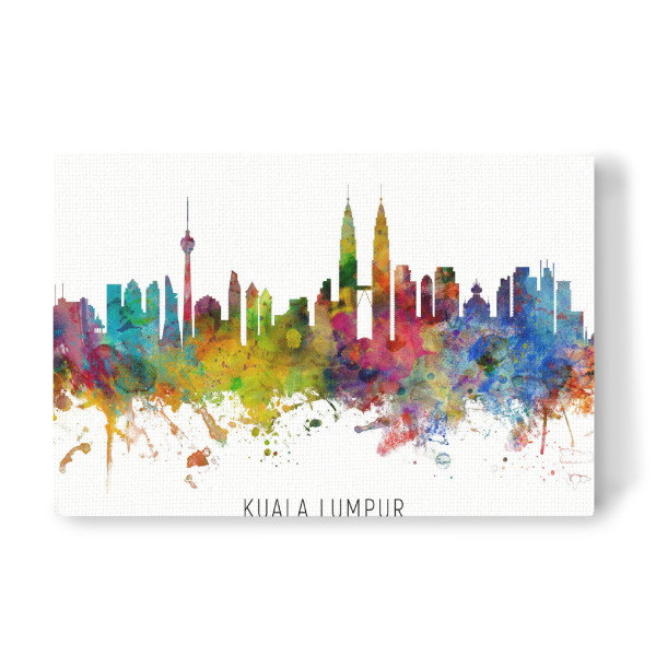 Leinwandbild "Kuala Lumpur Malaysia Skyline txt" artboxONE - Städte - Kuala lumpur,Malaysia,Skyline,Cityscape,Stadtbild,Watercolor,Painting