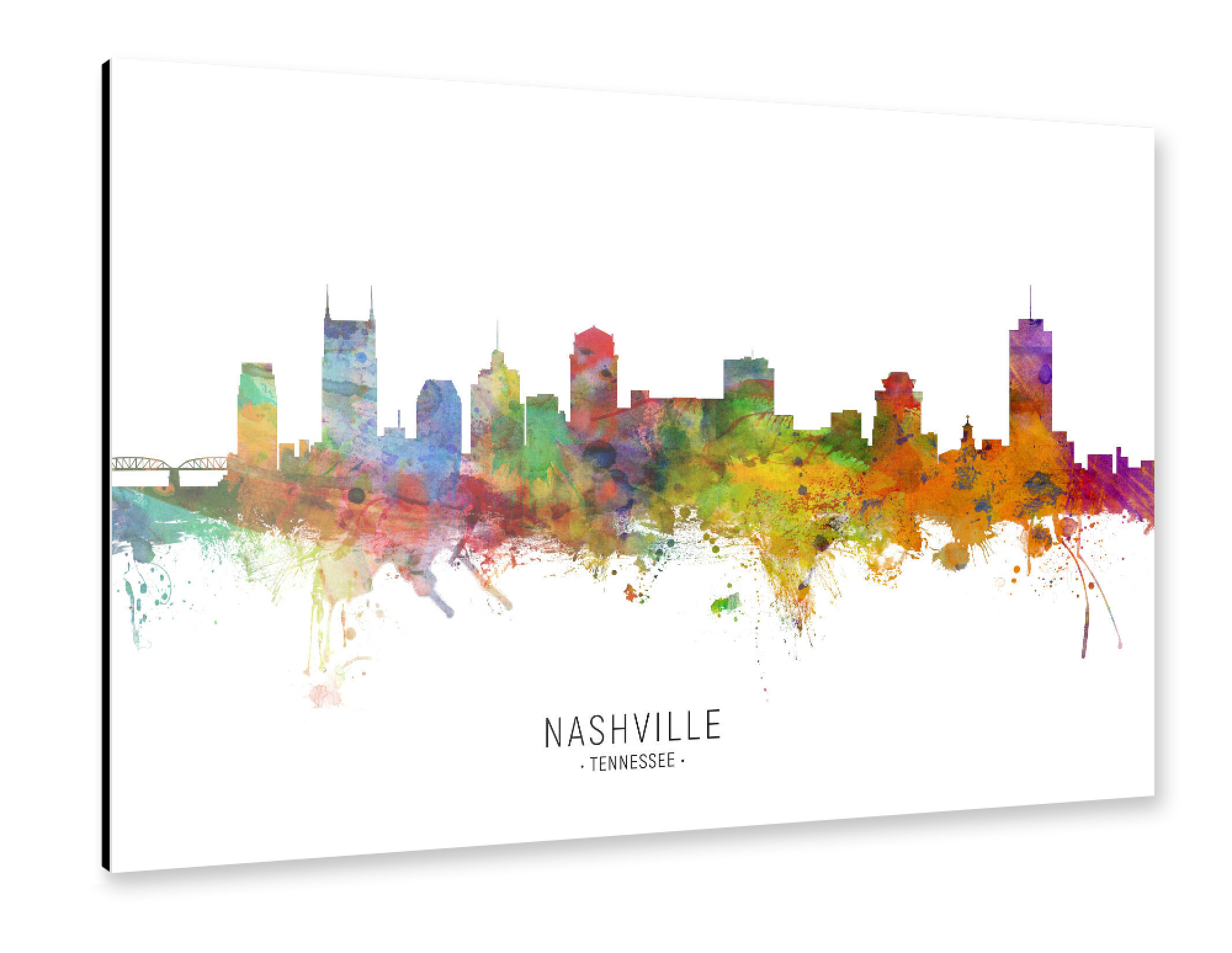 Alu-Dibond "Nashville Tennessee Skyline txt" 30x20 cm artboxONE