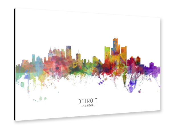 Alu-Dibond "Detroit Michigan Skyline txt" 30x20 cm artboxONE