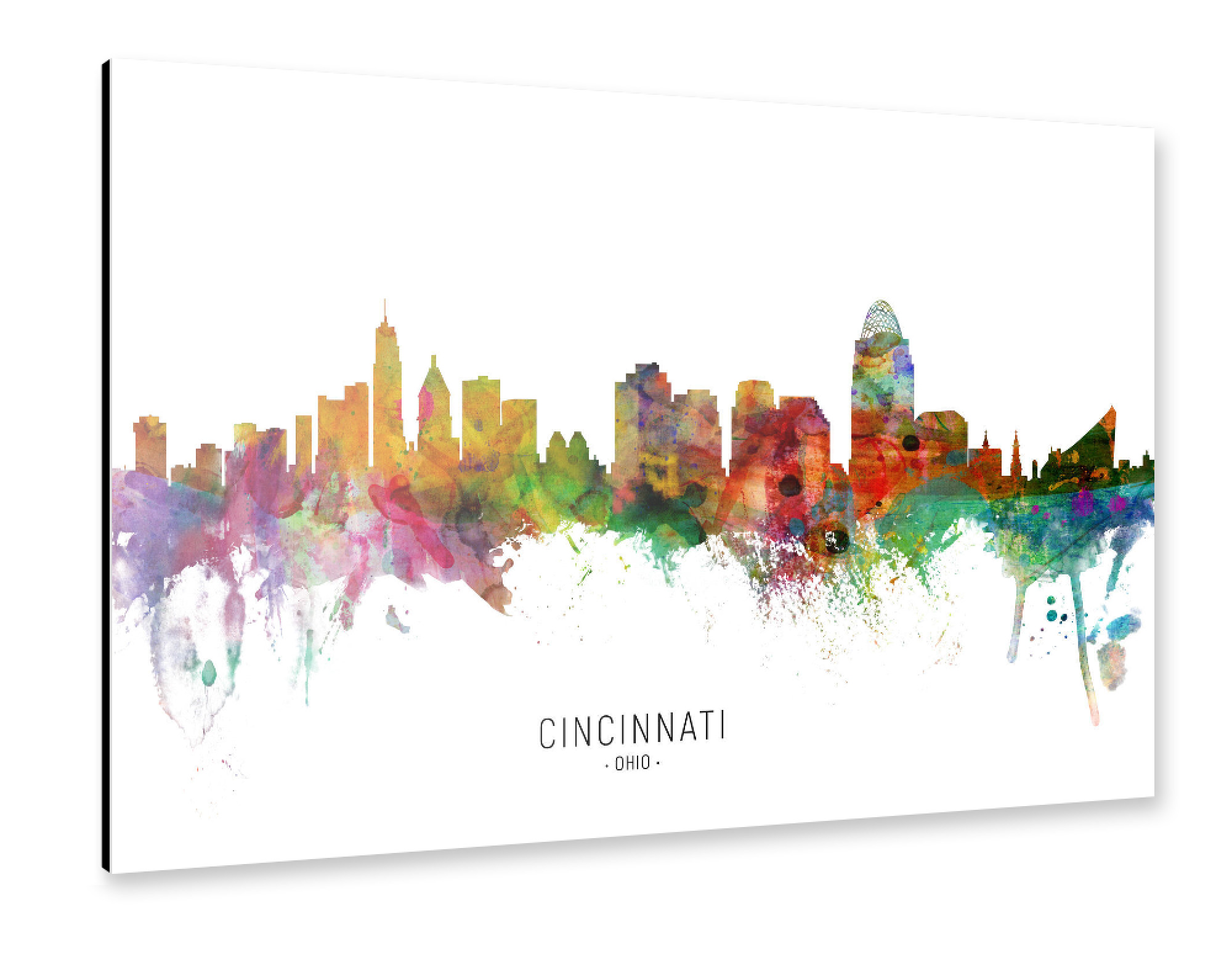 Alu-Dibond "Cincinnati Ohio Skyline txt" 75x50 cm artboxONE