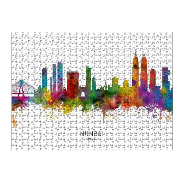 artboxONE Puzzle "Mumbai Skyline India Bombay txt" artboxONE - Städte - Mumbai,India,Skyline,Cityscape,Stadtbild,Watercolor,Painting