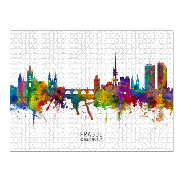 Puzzle Ravensburger "Prague Czech Republic Skyline txt" artboxONE - Städte,Städte / Prag