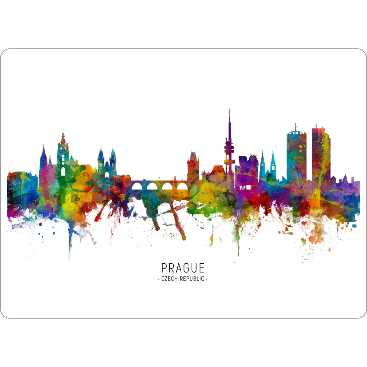 Tischset "Prague Czech Republic Skyline txt" artboxONE - Städte,Städte / Prag - Prague,Czech republic,Skyline,Cityscape,Stadtbild,Watercolor,Painting