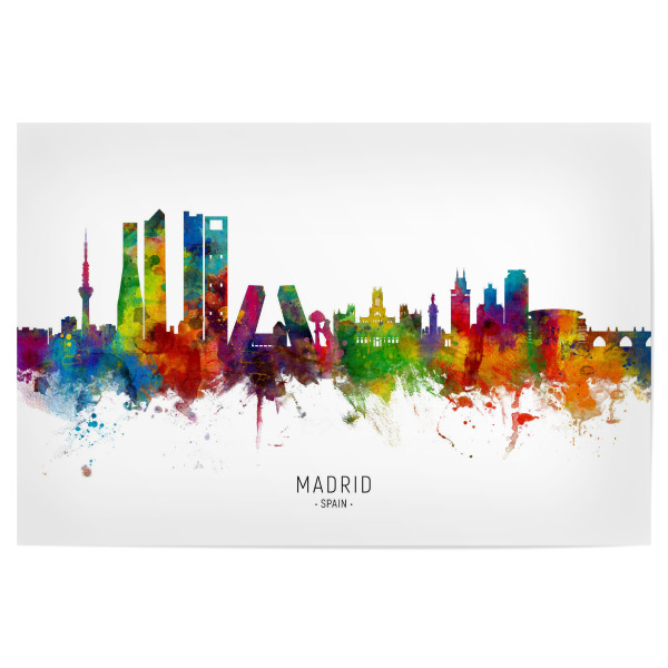 Poster 30x20 cm "Madrid Spain Skyline txt" artboxONE - Städte - Madrid,Spain,Skyline,Cityscape,Stadtbild,Watercolor,Painting
