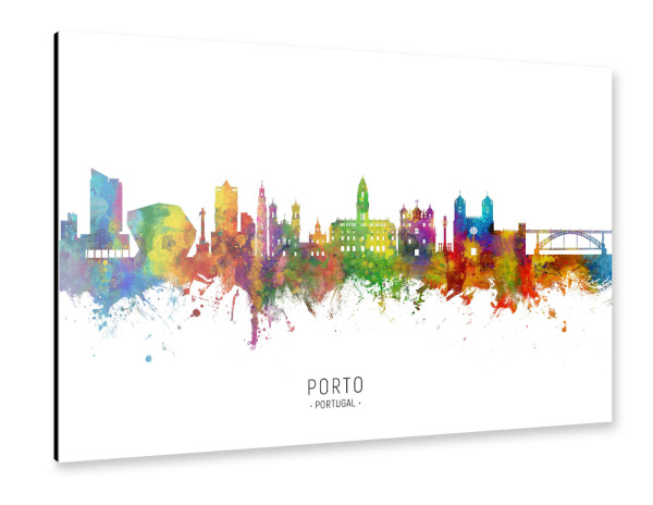 Alu-Dibond "Porto Portugal Skyline txt" 30x20 cm artboxONE