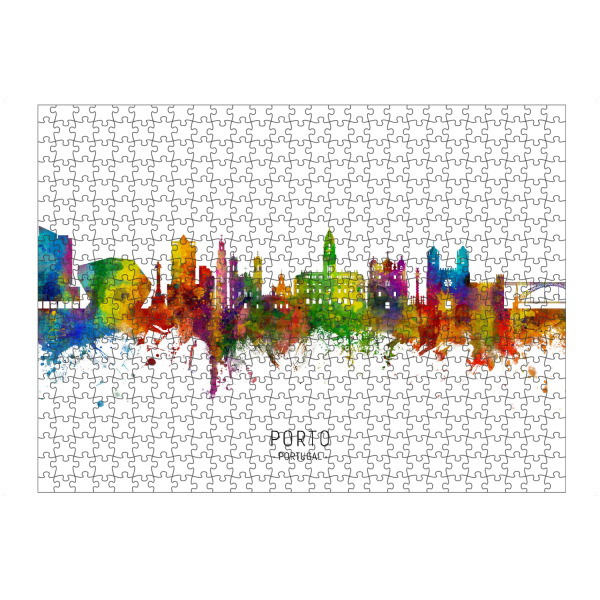 artboxONE Puzzle "Porto Portugal Skyline txt" artboxONE - Städte - Porto,Portugal,Skyline,Cityscape,Stadtbild,Watercolor,Painting - Bild porto