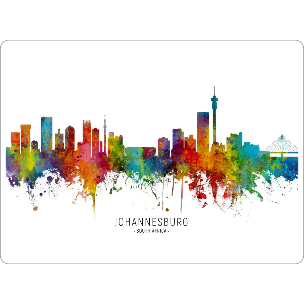 Tischset "Johannesburg S Africa Skyline txt" artboxONE - Städte - Johannesburg,South africa,Skyline,Cityscape,Stadtbild,Watercolor,Painting