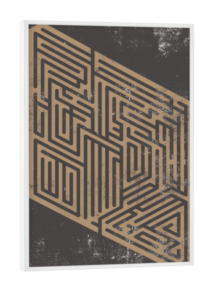 Poster mit weißem Rahmen "Golden Maze" artboxONE - Abstrakt - Gold,Maze,Architecture,Abstract,Pattern,Line,Minimal,Scandinavian