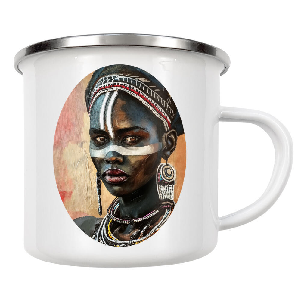 Emaille Tasse "Afrikanische Schönheit" artboxONE - Abstrakt,Menschen,Reise / Afrika