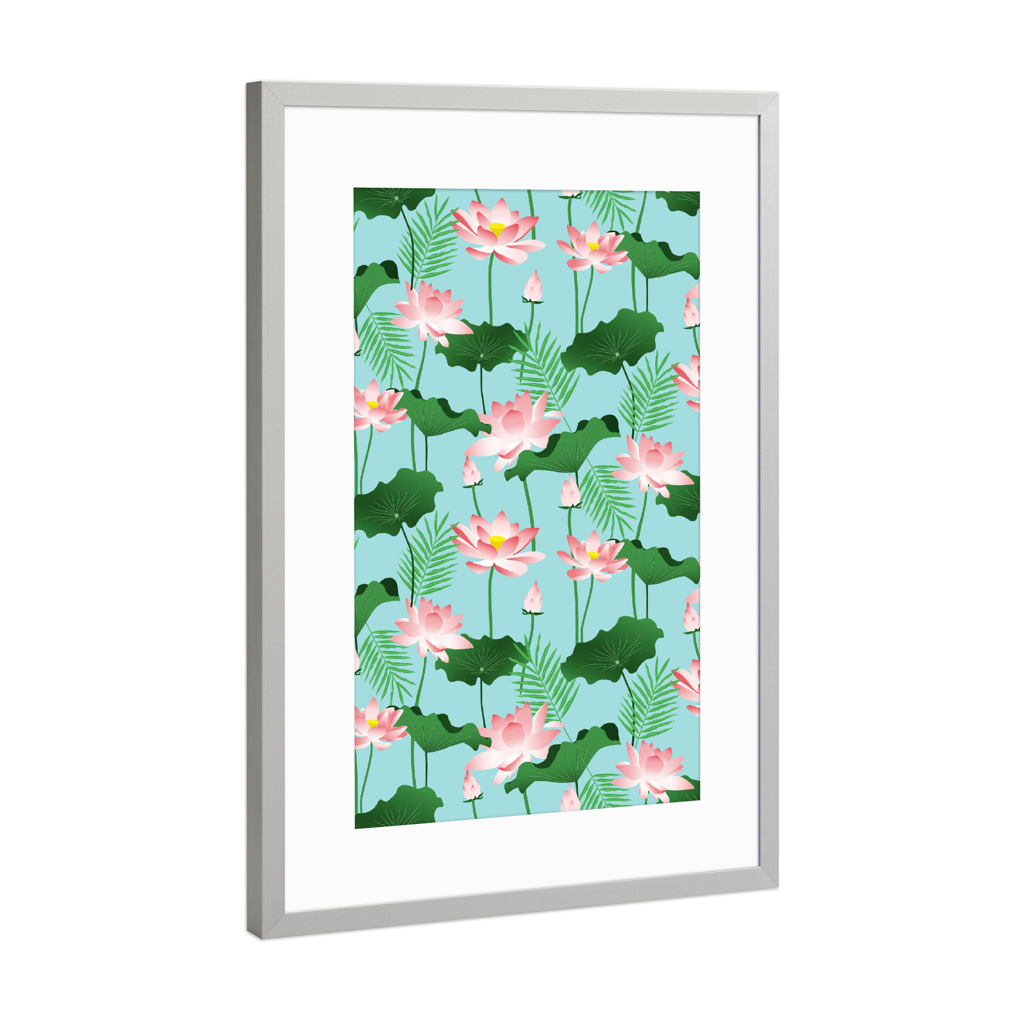 Poster mit Rahmen Silber "Lotus Love-II" artboxONE - Floral