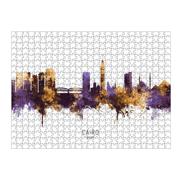 Puzzle Ravensburger "Cairo Egypt Skyline PurpleGold" artboxONE - Städte - Cairo,Egypt,Skyline,Cityscape,Stadtbild,Watercolor,Painting - Bild cairo