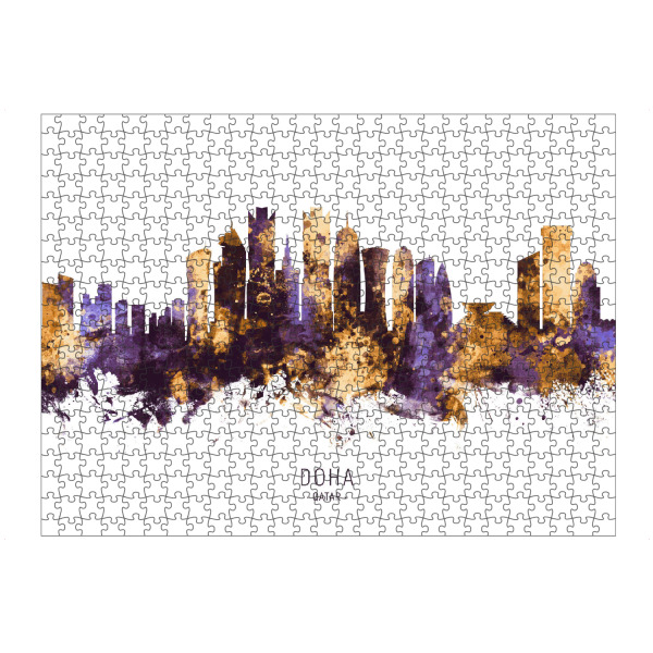 Puzzle Ravensburger "Doha Qatar Skyline PurpleGold" artboxONE - Städte,Architektur