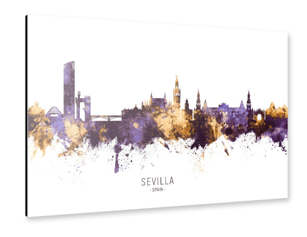 Alu-Dibond "Sevilla Spain Skyline PurpleGold" 30x20 cm artboxONE