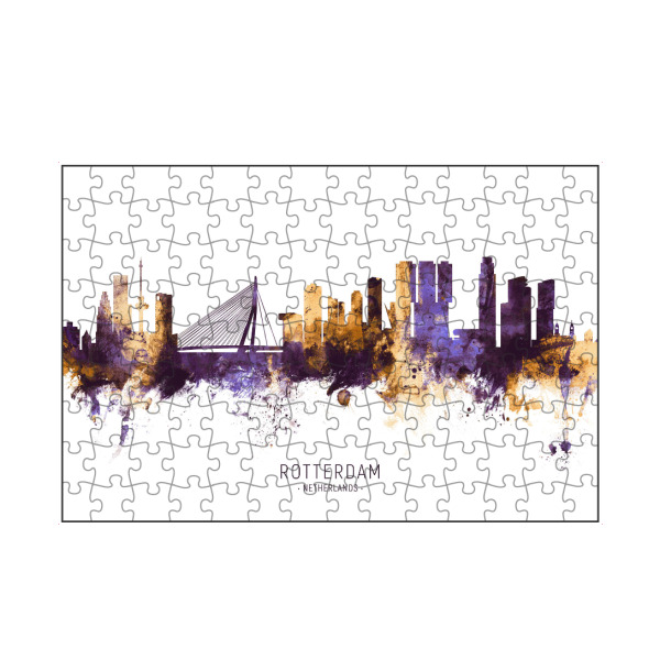 artboxONE Puzzle "Rotterdam Skyline PurpleGold" artboxONE - Städte - Rotterdam,Netherlands,Skyline,Cityscape,Stadtbild,Watercolor,Painting