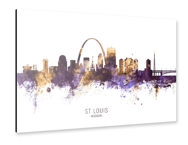 Alu-Dibond "St Louis Skyline PurpleGold" 30x20 cm artboxONE