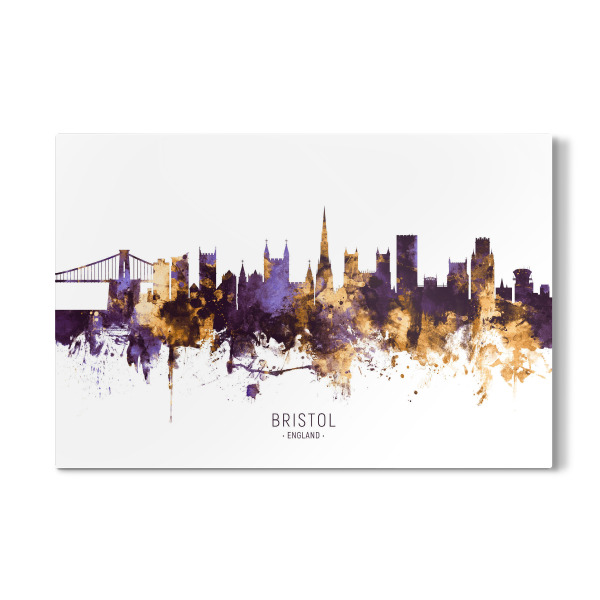 Galerie-Print "Bristol England Skyline PurpleGold" 30x20 cm artboxONE