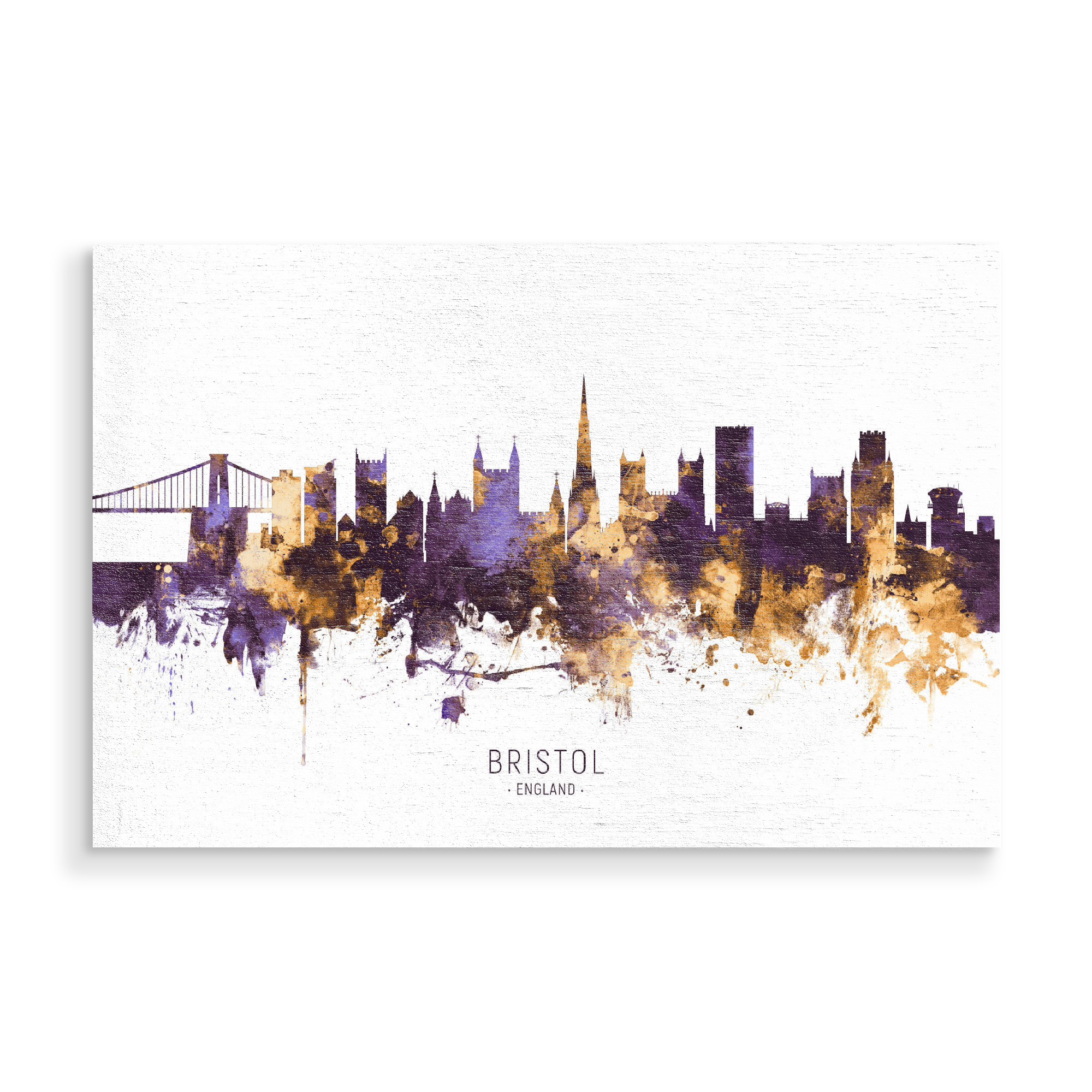 Holzbild "Bristol England Skyline PurpleGold" artboxONE - Städte,Architektur,Reise / Länder