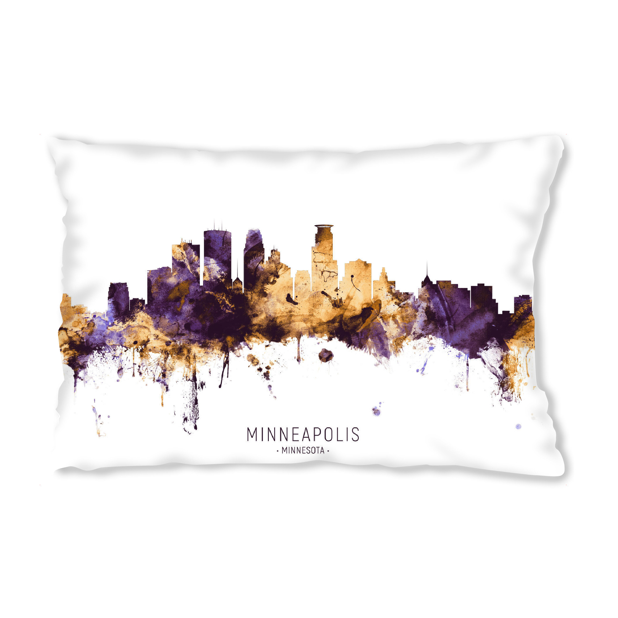 Design-Kissen "Minneapolis Skyline PurpleGold" artboxONE - Städte - Minneapolis,Minnesota,Skyline,Cityscape,Stadtbild,Watercolor,Painting