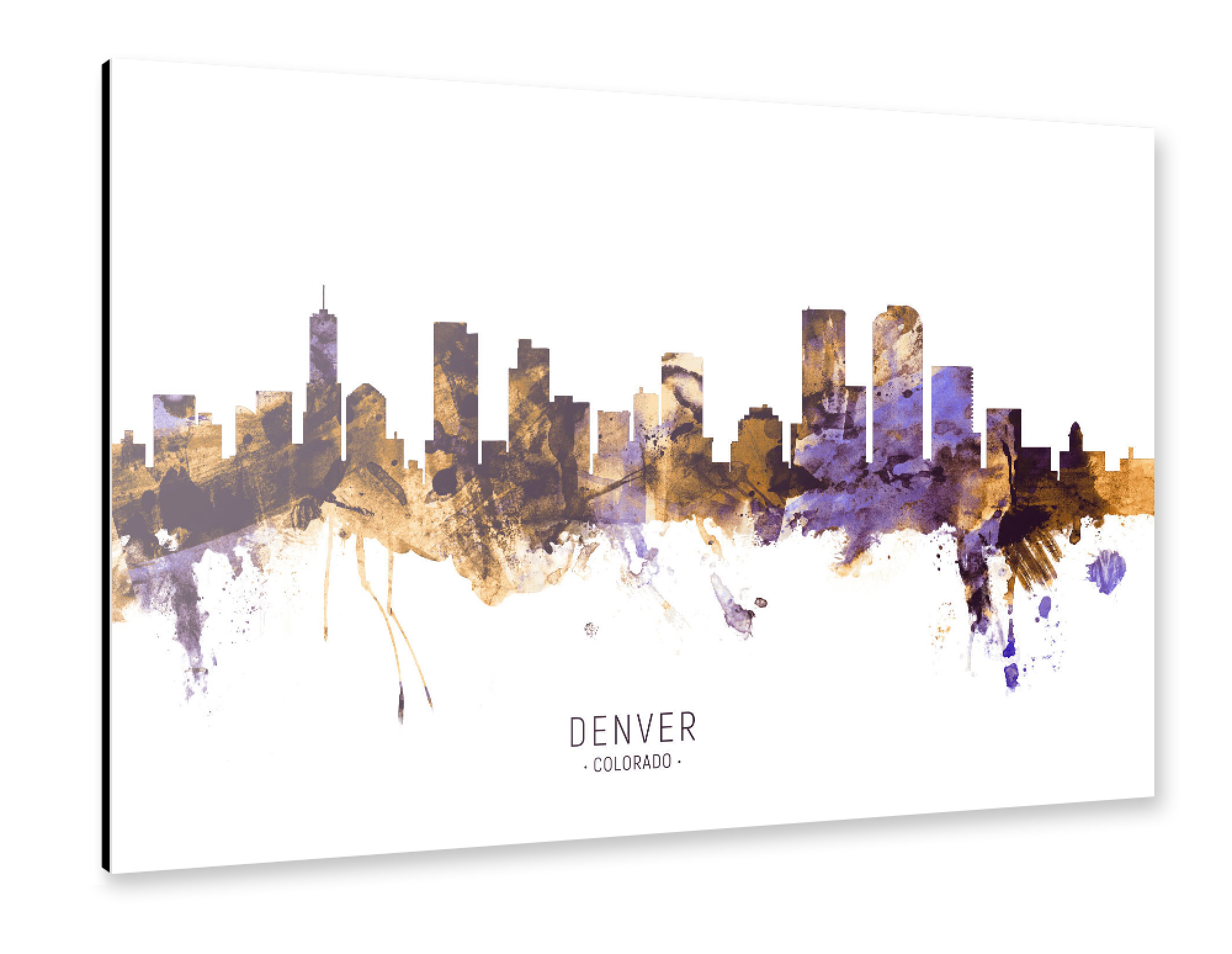 Alu-Dibond "Denver Colorado Skyline PurpleGold" 75x50 cm artboxONE