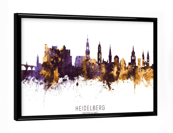 Poster mit schwarzem Rahmen "Heidelberg Skyline PurpleGold" artboxONE - Städte,Reise,Architektur