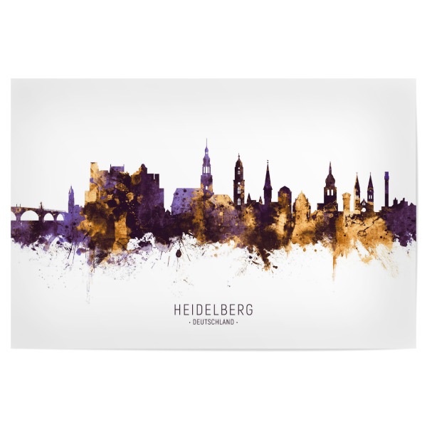 Poster 30x20 cm "Heidelberg Skyline PurpleGold" artboxONE - Städte,Reise,Architektur