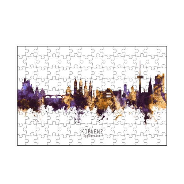 artboxONE Puzzle "Koblenz Germany Skyline PurpleGold" artboxONE - Städte - Koblenz,Deutschland,Skyline,Cityscape,Stadtbild,Watercolor,Painting