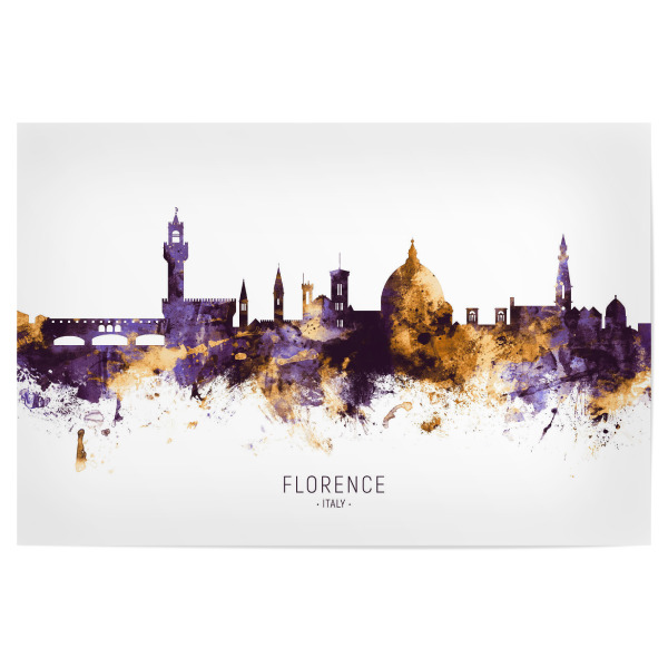 Poster 30x20 cm "Florence Italy Skyline PurpleGold" artboxONE - Städte - Florence,Italy,Skyline,Cityscape,Stadtbild,Watercolor,Painting