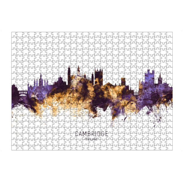 artboxONE Puzzle "Cambridge Skyline PurpleGold" artboxONE - Städte - Cambridge,England,Skyline,Cityscape,Stadtbild,Watercolor,Painting