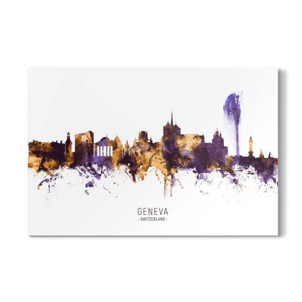 Galerie-Print "Geneva Skyline Purple Gold" 30x20 cm artboxONE