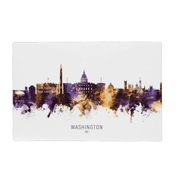Metall Poster "Washington DC Skyline PurpleGold" artboxONE - Reise,Architektur,Städte / Washington