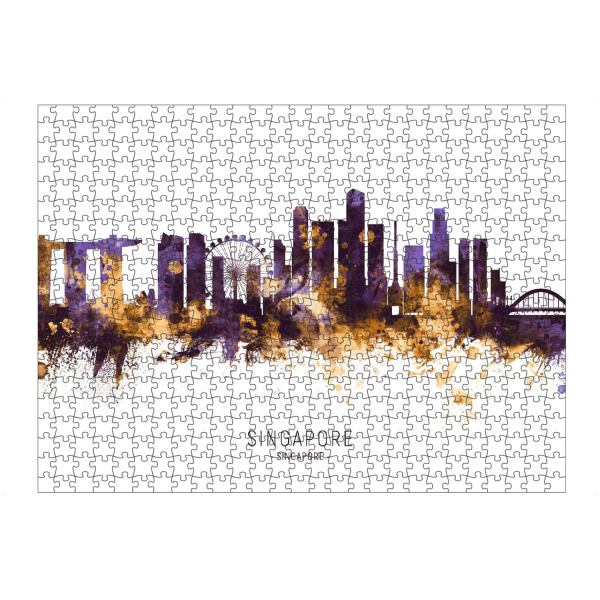 artboxONE Puzzle "Singapore Skyline PurpleGold" artboxONE - Städte / Singapur - Singapore,Skyline,Cityscape,Stadtbild,Watercolor,Painting