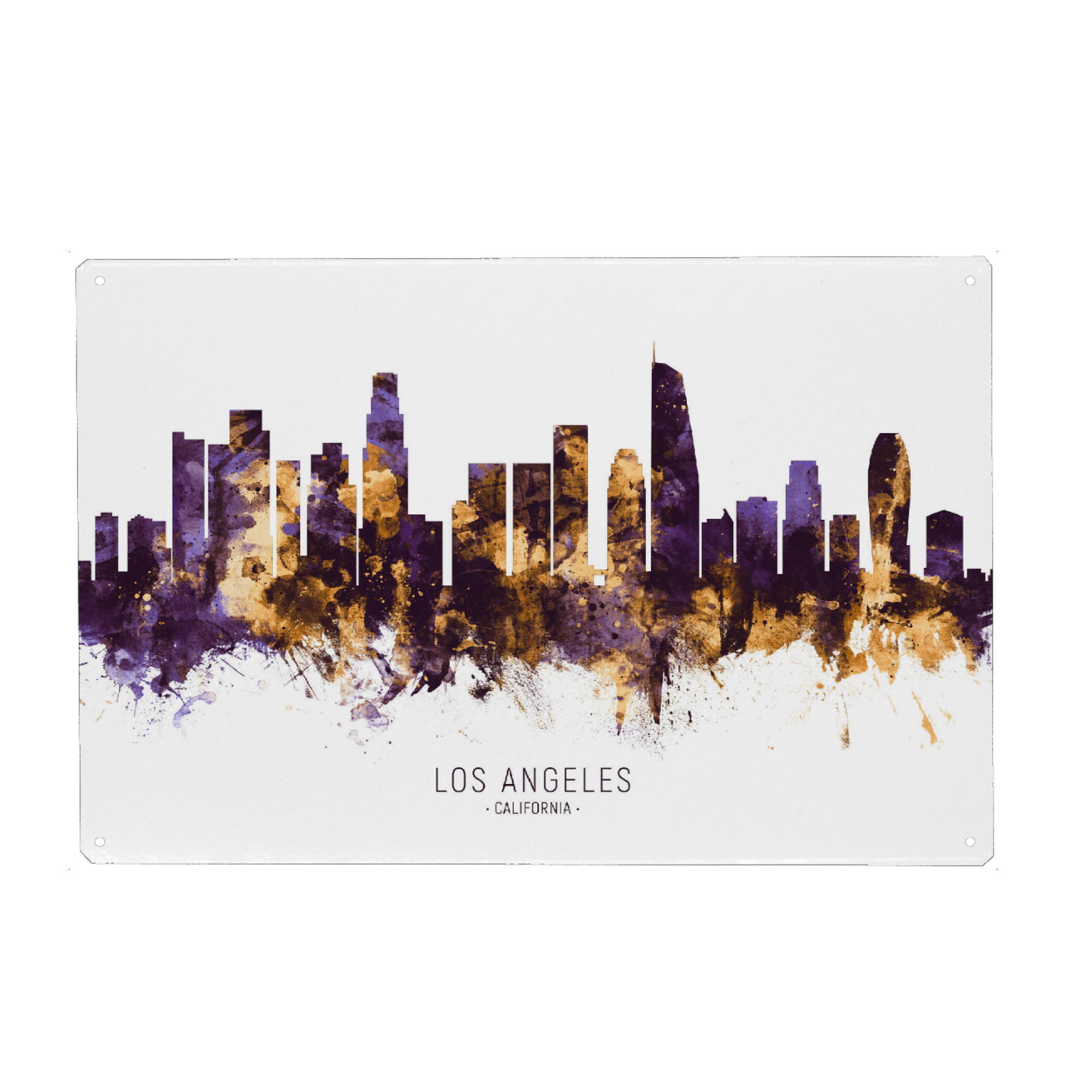 Holzbild "Los Angeles Skyline PurpleGold" artboxONE - Städte,Reise,Städte / Los Angeles
