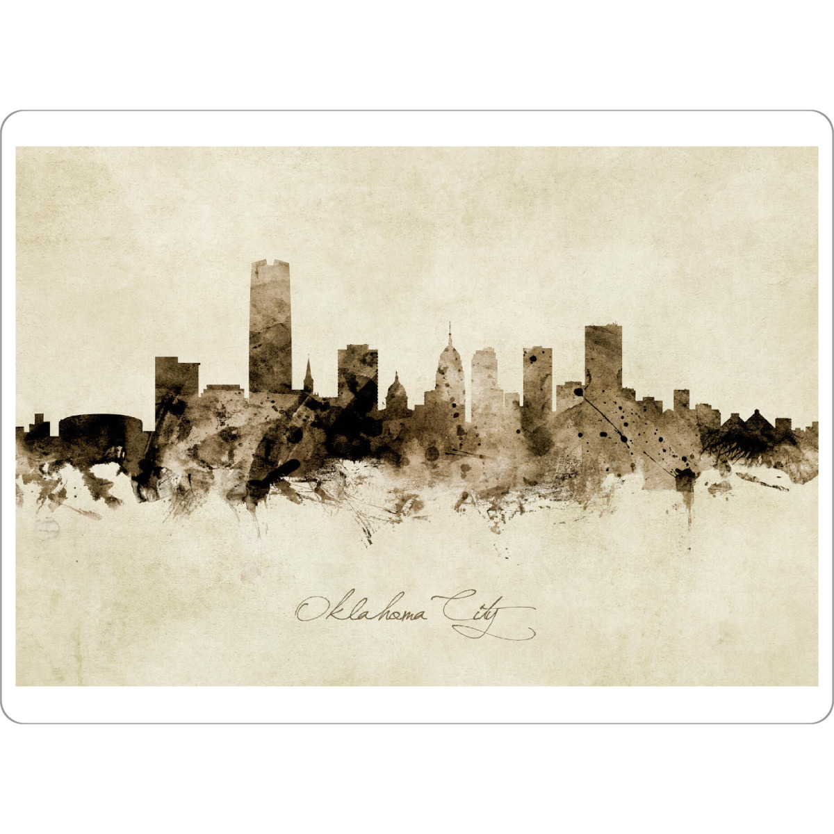Tischset "Oklahoma City Skyline Sepia" artboxONE - Städte,Architektur,Reise / Länder