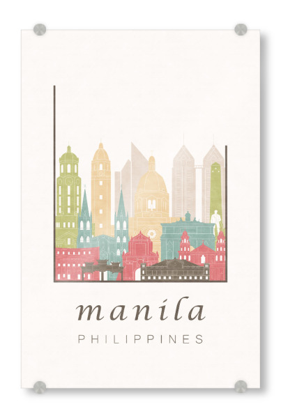 Acrylglasbild "Manila skyline pastel" artboxONE - Städte,Kartografie - Manila,Philippines,Philippinen,Skyline,Cityscape,Travel