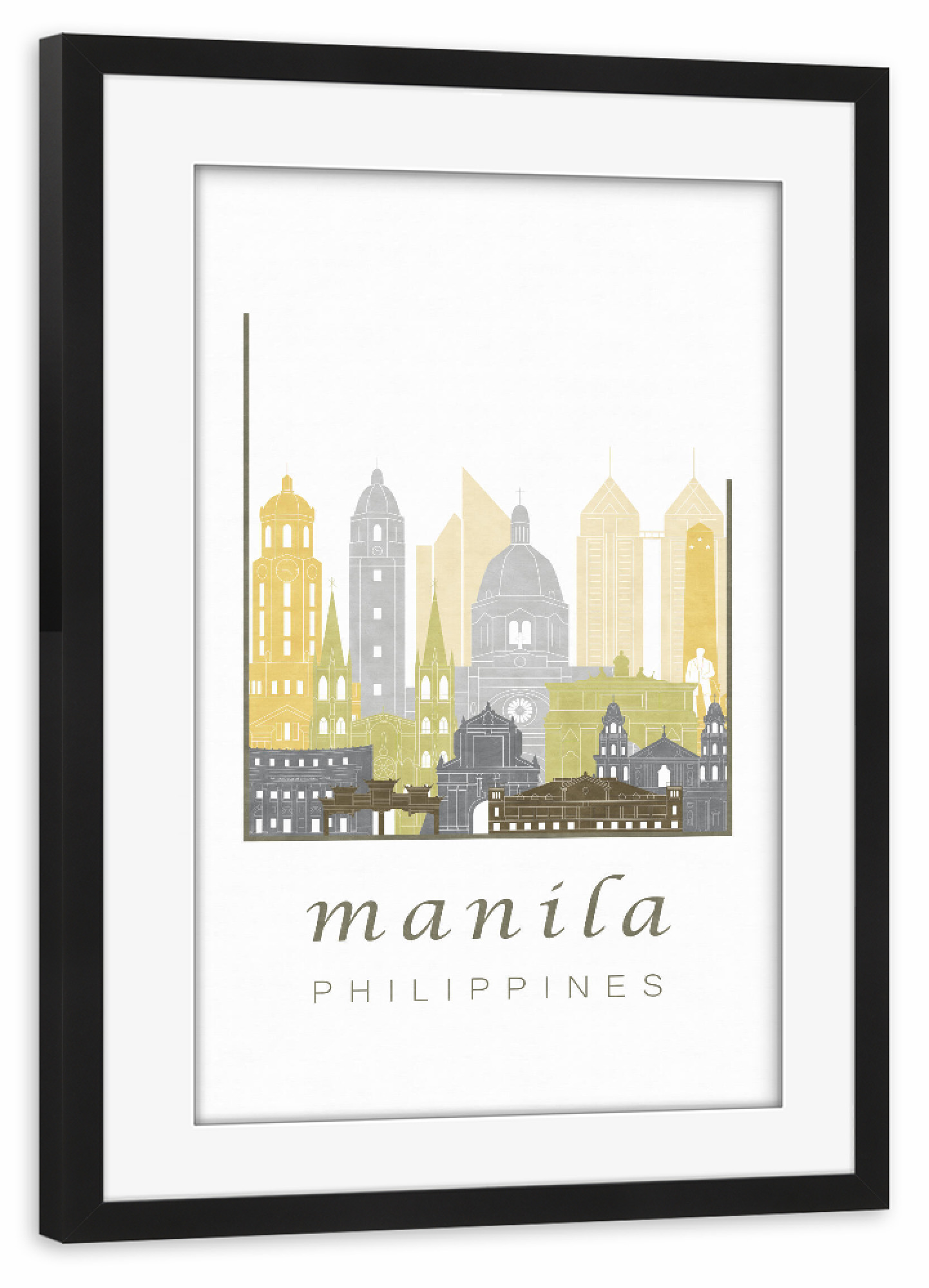 Poster mit Rahmen schwarz "Manila skyline desert" artboxONE - Städte,Kartografie - Manila,Philippines,Philippinen,Skyline,Cityscape,Travel