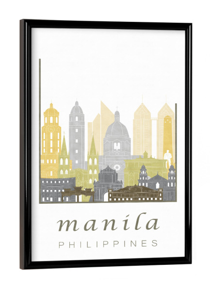 Poster mit schwarzem Rahmen "Manila skyline desert" artboxONE - Städte,Kartografie - Manila,Philippines,Philippinen,Skyline,Cityscape,Travel