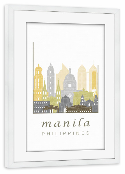 Poster mit Rahmen weiß "Manila skyline desert" artboxONE - Städte,Kartografie - Manila,Philippines,Philippinen,Skyline,Cityscape,Travel