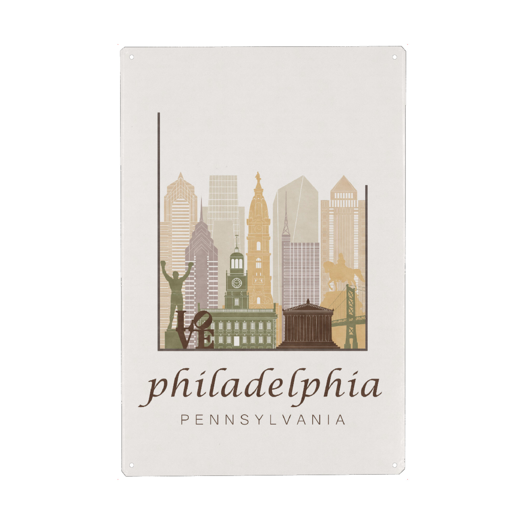 Holzbild "Philadelphia skyline rustic" artboxONE - Städte,Kartografie