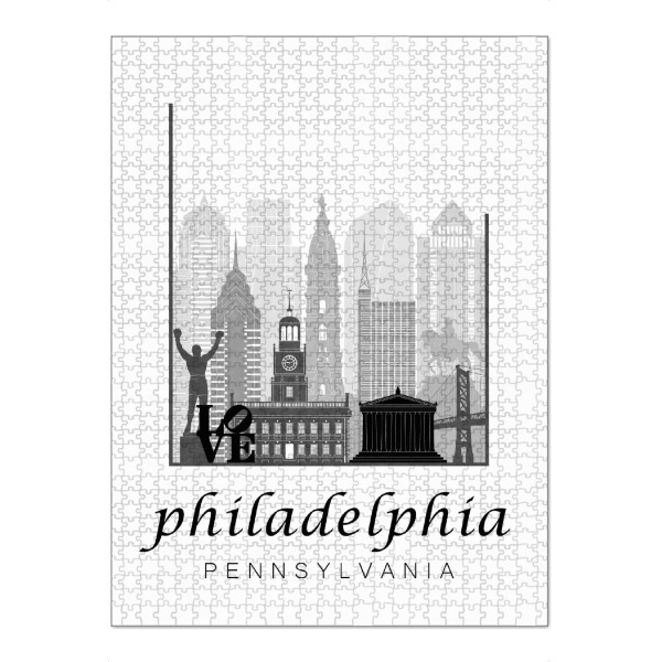 Puzzle Ravensburger "Philadelphia skyline black & white" artboxONE - Städte,Schwarzweiß,Kartografie