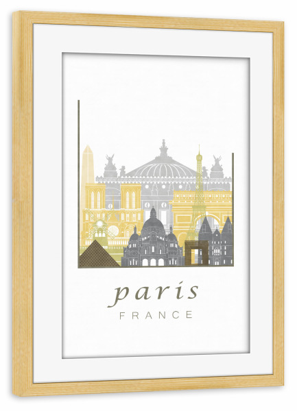 Poster mit Rahmen kiefer "Paris skyline desert" artboxONE - Städte / Paris,Kartografie