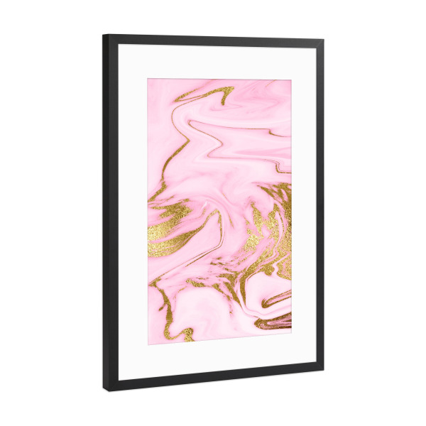Poster mit Rahmen Schwarz (Metallic) "Liquid Gold Pink Marble Texture" artboxONE - Abstrakt,Für Mama,Marmor