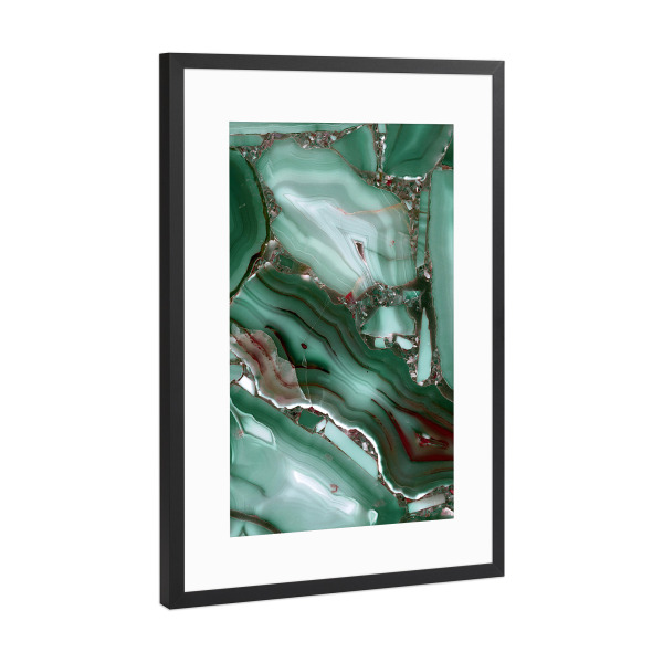 Poster mit Rahmen Schwarz (Metallic) "Green Marble Malachite" artboxONE - Marmor - Malachite,Agate,Gemstone